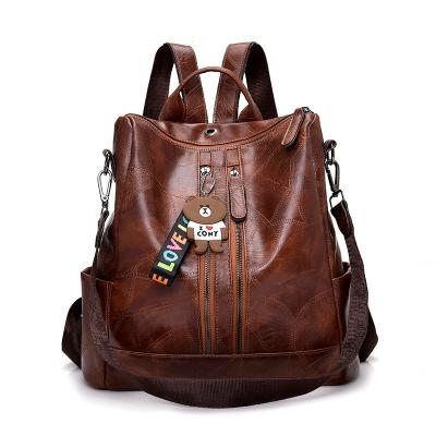 China Vintage Waterproof Women Backpack Fashion Soft Leather School Bags for Teenagers Girls School Backpack Women High Quality Travel Backpacks for sale