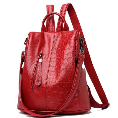 China Waterproof Anti-theft Women Backpack Large Capacity Travel Rucksack Vintage Leather Backpack Multifunctional Shoulder Bag for sale