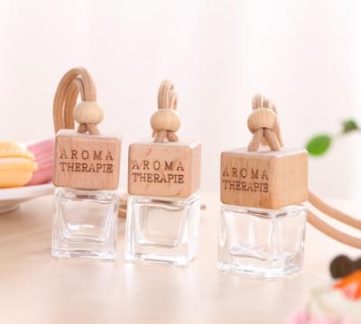 China Personal Care 8ml Transparent Rectangular Glass Car Perfume Bottle for sale