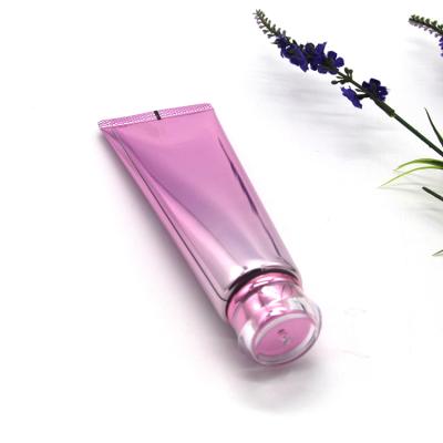 China Empty Plastic Pink Polishing Cosmetics 100ml Squeeze Cosmetic Tube for sale