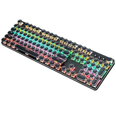 China Internet Keys Electroplating Retro Punk Mixed RGB Wired Green Spindle Lightweight Mechanical Keyboard for sale