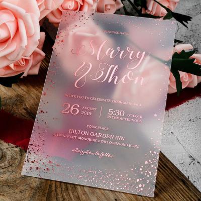 China Wedding Invation Card High Grade Custom Design Laser Cut Frosted Pink Acrylic Wedding Invitation Card for sale