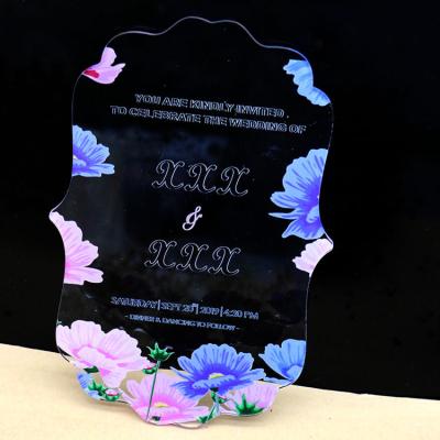 China Wedding Card Unique Crystal Acrylic Birthday Wedding Invitation Card Heart Shape Flower Card for sale