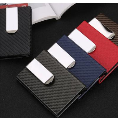 China Normcore/Minimalist/Automotive Minimalism Men Fashion Pop RFID Pocket Slim Aluminum Carbon Money Clip Card Holder Wallet for sale