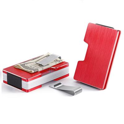 China Made Of High Quality Fashionable Women's Aluminum-titanium Alloy RFID Card Holders Short Wallet Purse Money Clip Aluminum-Titanium Alloy Red Minimalist Wallets for sale