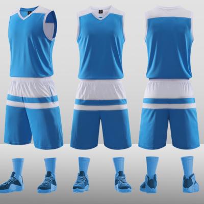 China Breathable Wholesale Basketball Side School Uniform Double Pocket Custom Made Basketball Suit for sale