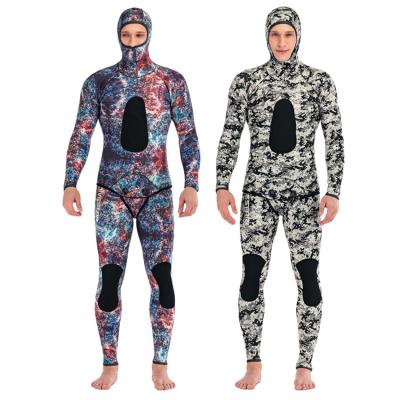 China Men Breathable Neoprene Two Piece Scuba Diving Wetsuit Set 5mm Spearfishing Surfing Suit for sale