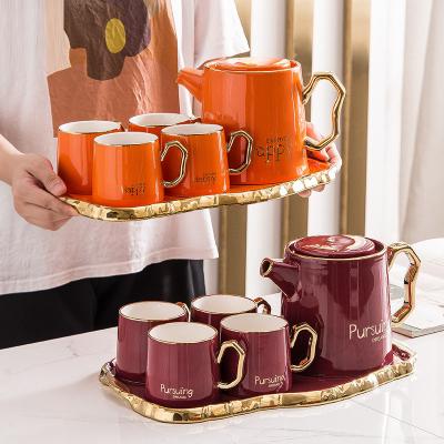 China Creative Viable Ceramic Coffee Cup Family Dessert Wedding Birthday Gift Coffee Mug Set for sale