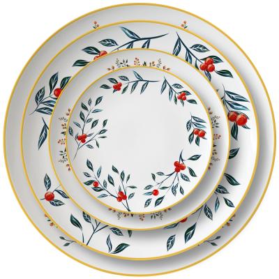 China New restaurant steak home cake tableware flower bone china ceramic viable hand-painted ceramic Nordic dish for sale