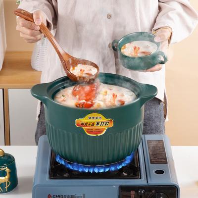 China Durable Simple Luxury High Temperature Glaze Color Casserole Fire Household Stew Pot Casserole Durable Open Pan for sale