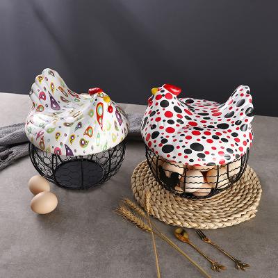 China Basket Hot Iron Storage Resin Novelty Selling Kitchen Hen Eggs Decorative Portable Modeling Storage Box for sale