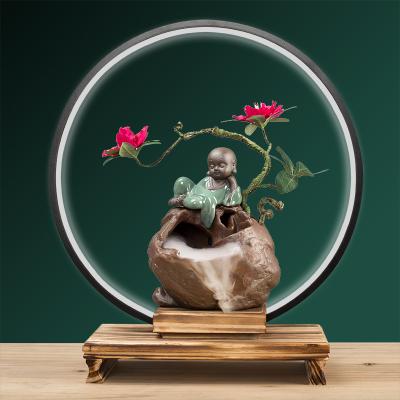 China Creative Ceramic Ring Water Fountain Landscape Lamp of Quality Ceramic Choice for sale