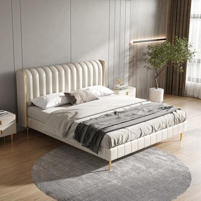 China Knock Down Home Grade Furniture Postmodern Faux Tufted Queen King Size Leather Bed for sale