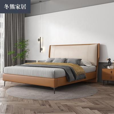 China Easy Transitional Assembly Factory Manufacture High Grade No Box Spring Needed Full Grain Top Leather Bed Frame for sale