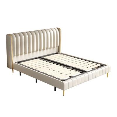 China Easy Assembly Factory Price Asian Fashion Tufted Modern Metal Legs Storage Bed Leather for sale