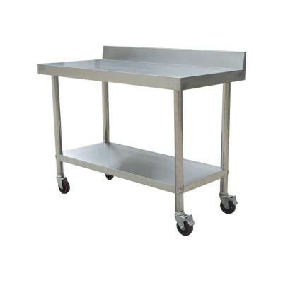 China 2022 new double-layer hotel and kitchen storage adjustable metal home/hotel /kitchen mobile workbench for sale