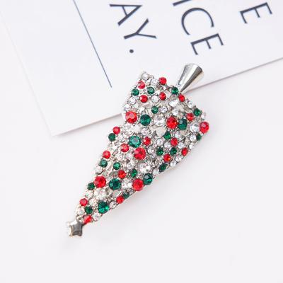 China Wholesale Custom Fabric Decoration Party Rhinestone Brooch Christmas Tree Brooches For Kids Brooch Pin for sale