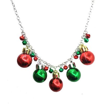 China TRENDY Personalized Red Green Christmas Ornaments Ladies Girls Round Ball Necklace Christmas Gifts for sale