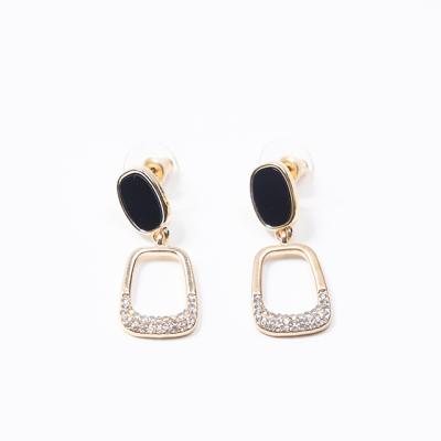 China FASHIONABLE the simple wind news of diamond earrings black square Korean geometric earrings and cold were the thin earrings for sale