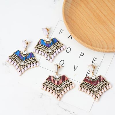 China Wholesale BOHEMIA China Yiwu Retro Bohemia Europe Ethnic Exaggerated Geometric Earrings for sale