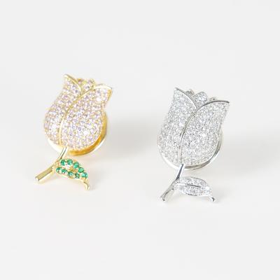 China Korean version of the 2021 fashion small all-match zircon series brooch fashion tulip brooch elegant collar decorated for sale