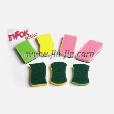 China Viable Multicolor Kitchen Sponge Scrubber Pad/Non-scratch Kitchen Sponge Holder/Bath Sponge Cleaning Scrubber for sale