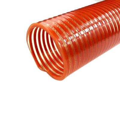 China Durable Orange Fabric Reinforced PVC Suction Discharge Hose Vinyl Tube PVC Suction Corrugated Fiber Composite Hose for sale