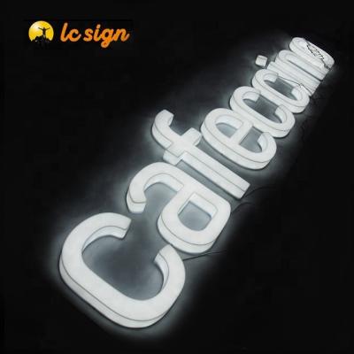 China Office Buildings Cafeccino Letters Shop Logo Decorative Signs Custom LED Illuminated Sign for sale