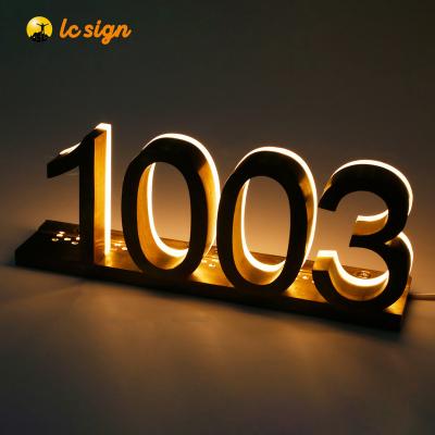 China Buildings Customs Professional Lead Backlit House Number Light Led Acrylic House Number for sale