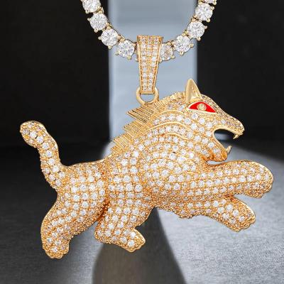 China Hiphop New Arrival Fashion Diamond Chinese Kirin Pendant Jewelry Iced Out Gold Plated Colorful CZ Pendant For Men for sale