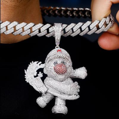 China Hiphop KING YEE Hot Sale Hip Hop Jewelry Iced Out Diamond Red Nose Anime Pendant Colored Cartoon Pendant for sale