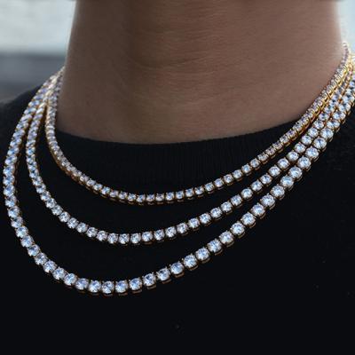 China Hiphop Miss Jewelry Wholesale Stainless Steel CZ Tennis Chain Necklace for sale