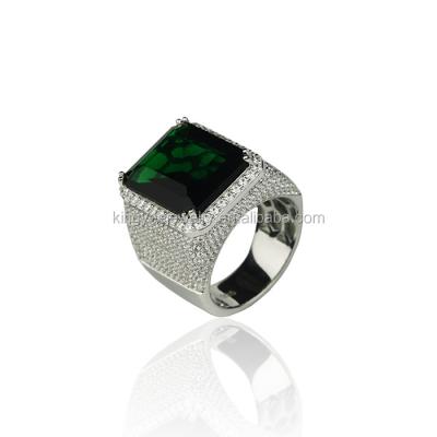 China Hiphop Fashion Jewelry Green Gold Ring Designs For Men Copper Jewelry Green Ring for sale