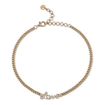 China Simple Hiphop Kingyee Jewelry Baby Link Pave Love Women Jewelry Gold Plated Cuban Link Choker Necklace for sale