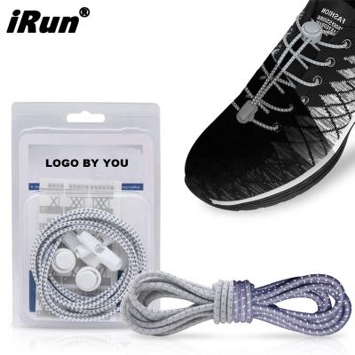 China Irun Custom Round Reflective Stretch Lock Shoe Laces Elastic Elastic No Tie Laces For Running Shoes for sale