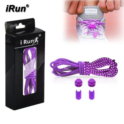 China Irun Round Thoughtful Lock Laces Running Shoes Laces Multicolor Elastic Laces Customized Gift Package for sale