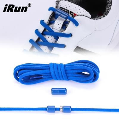 China Round Irun Outdoor Activities Custom Sports Lazy No Tie Oval Elastic Lace With Metal Cap Quick And Easy Snap Lock for sale