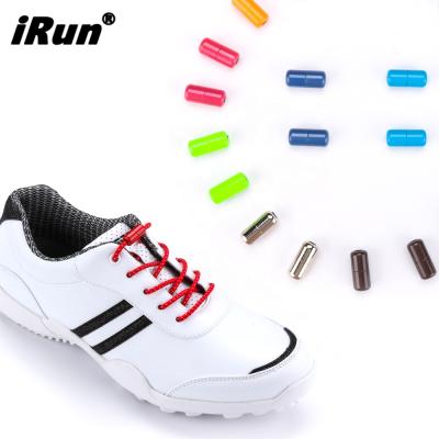 China Round Irun Rope Metal Cap Screw On Lock Around Tie Free Laces Around Sporty Easy Elastic Laces For Adults Sneaker for sale