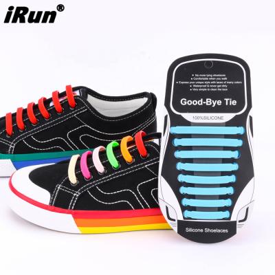 China Irun Laces Irun Silicone Waterproof Fast Safe Flat Travel Flat Elastic Running Shoe Lace With Multicolor for sale