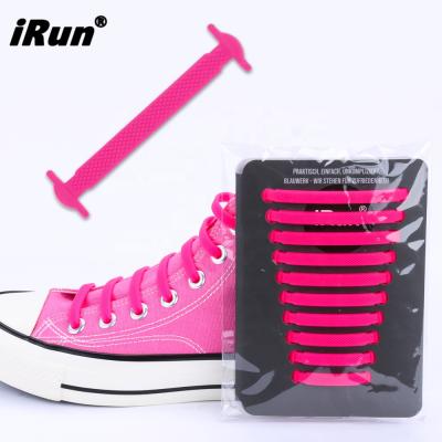 China Irun Flat Rubber No Link Older Popular Rubber Silicone Stretch Laces Shoe Laces Flexible Lazy Convenient Laces for sale