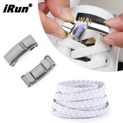 China Irun Flat Outdoor Leisure Lazy Quick Buckle Lock No Tie Laces Elastic Flat Metal Magnetic Lock Without Tie Laces for sale