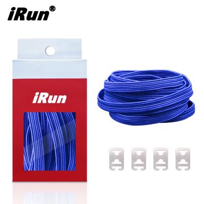 China Irun Round No-slip No Need Tie Runners Run Shoes Blue Flat Elastic Laces - Lazy Untied Elastic Anchor Laces - Accept Custom Made for sale