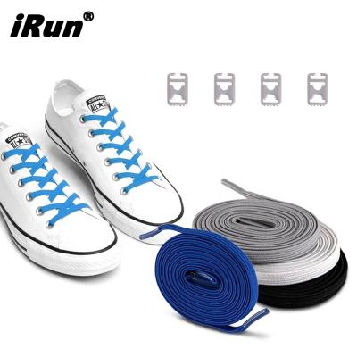 China Custom Colored Flat Easy Laces Irun Logo Print Rubber Shoe Laces Loose No More Laces Easy To Put On And Take Off for sale