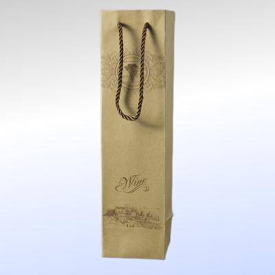 China Wholesale Recyclable Simple Gift Bag Recyclable Single Bag Retail Store Wine Bottle LOGO Red Wine Custom Paper Bag for sale