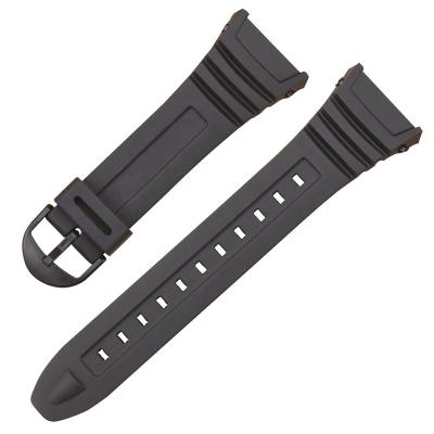 China Durable 18mm Silicone Watch Strap Black Watch Bands For Casio W-96H Watch Band for sale