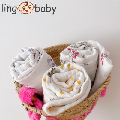 China 100% Neutral Printed Anti-Static Organic Wrap Baby Wrap Blanket Gauze Baby Cover Muslin Newborn Baby Shower Gift Anti-Static Cotton for sale