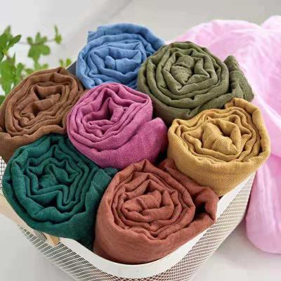 China Competitive Price Anti Static Anti Static Most Popular Solid Color Muslin Cotton Baby Wrap Blanket For Newborn for sale