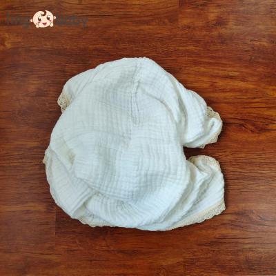 China Anti-Static 6 Layers Soft Muslin Baby Wraps Organic Cotton Lace Trimming For Wrapping Blankets With Low MOQ for sale