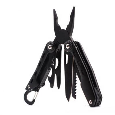 China New Design Stainless Steel Portable Multifunctional Mountaineering Buckle Full Black Knife Pliers For Camping Hiking for sale