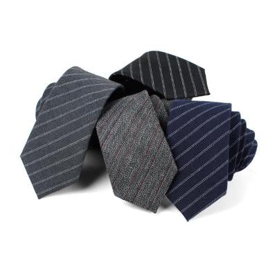 China Luxury Hot Selling Luxury Formal Striped Dark Color Cotton Career Business Ties For Men for sale